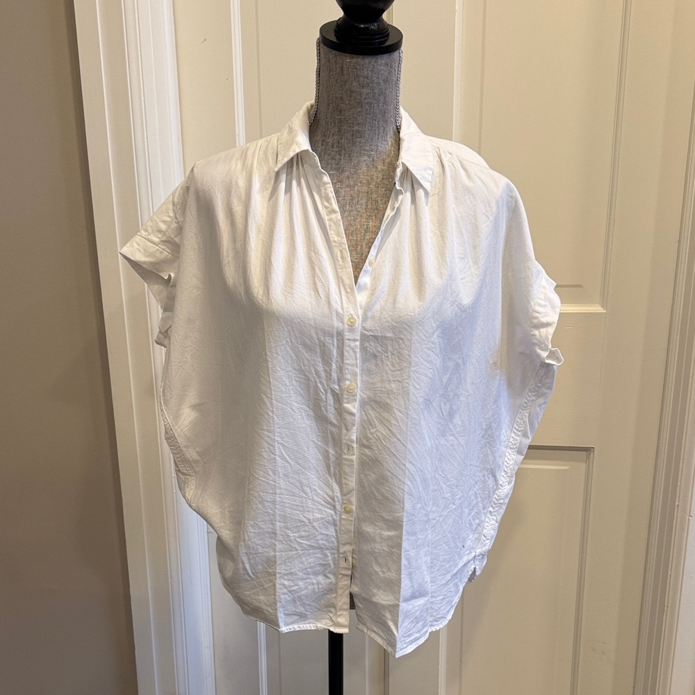 Madewell White Button-Down Short Sleeve Shirt